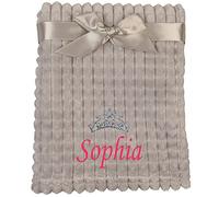 Alwaystrusted Personalised Gift Grey Baby Jacquard Blanket - Squares Pink Tiara Girl AT-SB40-13-M