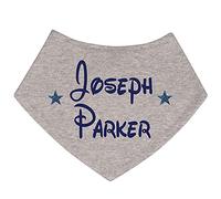 Alwaystrusted Personalised Gift Grey Bandana Bib Blue Glitter Stars Boy AT-TF18-14-RB