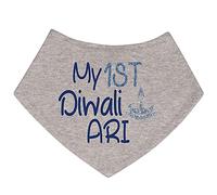 Alwaystrusted Personalised Gift Grey Bandana Bib Blue My 1st Diwali Glitter Boy AT-TF18-25-RB
