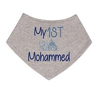Alwaystrusted Personalised Gift Grey Bandana Bib Blue My 1st Eid Glitter Boy AT-TF18-27-RB