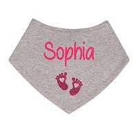 Alwaystrusted Personalised Gift Grey Bandana Bib Pink Glitter Heart Feet Girl AT-TF18-03-M
