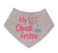 Alwaystrusted Personalised Gift Grey Bandana Bib Pink My 1st Diwali Glitter Girl AT-TF18-25-M