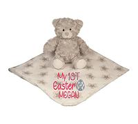 Alwaystrusted Personalised Gift Grey Bear with Coral Fleece Star Blanket Pink My 1st Easter Glitter Girl AT-SB29-26-M