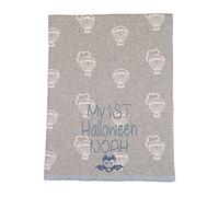 Alwaystrusted Personalised Gift Grey Blue Trim Balloon Baby Cotton Blanket Grey My 1st Halloween Glitter Boy AT-SB66-19-CG