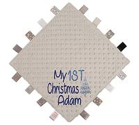 Alwaystrusted Personalised Gift Grey Bubble Square Taggie Comforter Blue My 1st Christmas Glitter Boy AT-TF03-24-RB