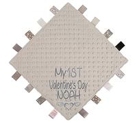 Alwaystrusted Personalised Gift Grey Bubble Square Taggie Comforter Grey My 1st Valentine's Day Glitter Boy Girl AT-TF03-22-CG