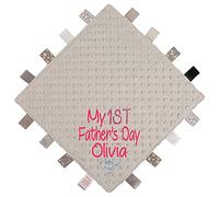 Alwaystrusted Personalised Gift Grey Bubble Square Taggie Comforter Pink My 1st Father's Day Glitter Girl AT-TF03-18-M
