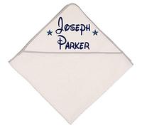 Alwaystrusted Personalised Gift Grey Hooded Towel with Trim Blue Glitter Stars Boy AT-SB64-14-RB