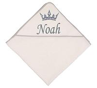 Alwaystrusted Personalised Gift Grey Hooded Towel with Trim Grey Crown Boy AT-SB64-12-CG