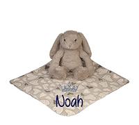 Alwaystrusted Personalised Gift Grey Rabbit Toy with Coral Fleece Heart Blanket Blue Crown Boy AT-SB30-10-RB