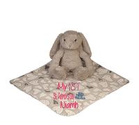 Alwaystrusted Personalised Gift Grey Rabbit Toy with Coral Fleece Heart Blanket Pink My 1st St. Patricks Day Glitter Girl AT-SB30-30-M