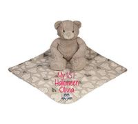 Alwaystrusted Personalised Gift Grey Teddy Bear with Coral Fleece Heart Blanket Pink My 1st Halloween Glitter Girl AT-SB31-19-M