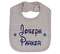 Alwaystrusted Personalised Gift Grey Velcro Fastening Bib Blue Glitter Stars Boy AT-TF14-14-RB