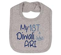 Alwaystrusted Personalised Gift Grey Velcro Fastening Bib Blue My 1st Diwali Glitter Boy AT-TF14-25-RB