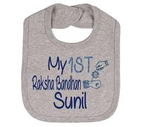 Alwaystrusted Personalised Gift Grey Velcro Fastening Bib Blue My 1st Raksha Bandhan Glitter Boy AT-TF14-29-RB