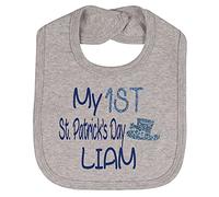 Alwaystrusted Personalised Gift Grey Velcro Fastening Bib Blue My 1st St. Patricks Day Glitter Boy AT-TF14-30-RB