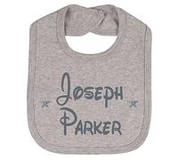 Alwaystrusted Personalised Gift Grey Velcro Fastening Bib Grey Glitter Stars Boy Girl AT-TF14-14-CG