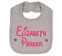 Alwaystrusted Personalised Gift Grey Velcro Fastening Bib Pink Glitter Stars Girl AT-TF14-14-M