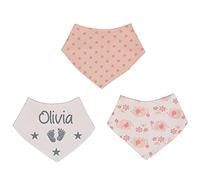 Alwaystrusted Personalised Gift Pink Elephant Bandana Bib Pack Grey Glitter Feet Girl AT-TF49-02-CG