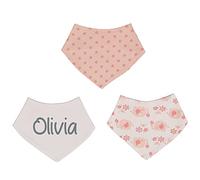 Alwaystrusted Personalised Gift Pink Elephant Bandana Bib Pack Grey Name Round Font Girl AT-TF49-32-CG