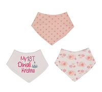 Alwaystrusted Personalised Gift Pink Elephant Bandana Bib Pack Pink My 1st Diwali Glitter Girl AT-TF49-25-M