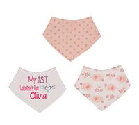 Alwaystrusted Personalised Gift Pink Elephant Bandana Bib Pack Pink My 1st Valentine's Day Glitter Girl AT-TF49-22-M