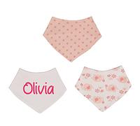 Alwaystrusted Personalised Gift Pink Elephant Bandana Bib Pack Pink Name Round Font Girl AT-TF49-32-M