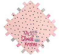 Alwaystrusted Personalised Gift Pink Foil Hearts Square Taggie Comforter Pink My 1st Diwali Glitter Girl AT-TF07-25-M