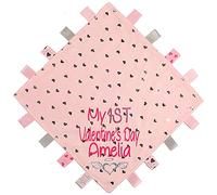 Alwaystrusted Personalised Gift Pink Foil Hearts Square Taggie Comforter Pink My 1st Valentine's Day Glitter Girl AT-TF07-22-M
