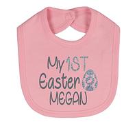 Alwaystrusted Personalised Gift Pink Velcro Fastening Bib Grey My 1st Easter Glitter Girl AT-TF12-26-CG