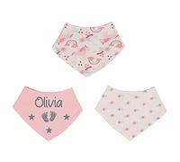 Alwaystrusted Personalised Gift Pink/White Triple Pack Bandana Bib Grey Glitter Feet Girl AT-TF45-02-CG