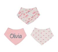 Alwaystrusted Personalised Gift Pink/White Triple Pack Bandana Bib Grey Name Round Font Girl AT-TF45-32-CG