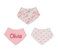 Alwaystrusted Personalised Gift Pink/White Triple Pack Bandana Bib Pink Name Round Font Girl AT-TF45-32-M