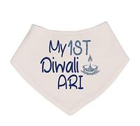 Alwaystrusted Personalised Gift White Bandana Bib Blue My 1st Diwali Glitter Boy AT-TF19-25-RB