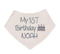 Alwaystrusted Personalised Gift White Bandana Bib Grey My 1st Birthday Glitter Boy Girl AT-TF19-17-CG
