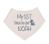 Alwaystrusted Personalised Gift White Bandana Bib Grey My 1st Chinese New Year Glitter Boy Girl AT-TF19-23-CG