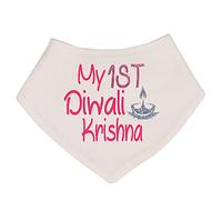 Alwaystrusted Personalised Gift White Bandana Bib Pink My 1st Diwali Glitter Girl AT-TF19-25-M
