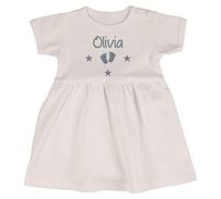 Alwaystrusted Personalised Gift White Bodysuit Dress Grey Feet Girl AT-TF27-01-CG