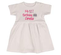 Alwaystrusted Personalised Gift White Bodysuit Dress Pink My 1st Birthday Glitter Girl AT-TF27-17-M