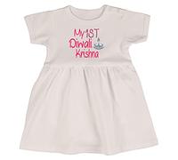 Alwaystrusted Personalised Gift White Bodysuit Dress Pink My 1st Diwali Glitter Girl AT-TF27-25-M