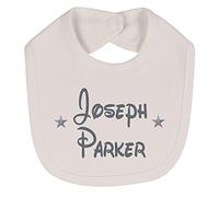 Alwaystrusted Personalised Gift White Velcro Fastening Bib Grey Glitter Stars Boy Girl AT-TF15-14-CG