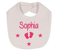 Alwaystrusted Personalised Gift White Velcro Fastening Bib Pink Feet Girl AT-TF15-01-M