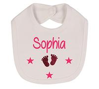 Alwaystrusted Personalised Gift White Velcro Fastening Bib Pink Glitter Feet Girl AT-TF15-02-M