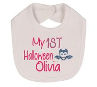 Alwaystrusted Personalised Gift White Velcro Fastening Bib Pink My 1st Halloween Glitter Girl AT-TF15-19-M