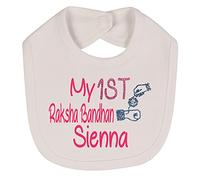 Alwaystrusted Personalised Gift White Velcro Fastening Bib Pink My 1st Raksha Bandhan Glitter Girl AT-TF15-29-M