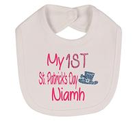 Alwaystrusted Personalised Gift White Velcro Fastening Bib Pink My 1st St. Patricks Day Glitter Girl AT-TF15-30-M
