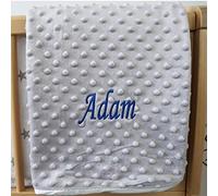 Alwaystrusted Personalised Grey Bubble Blanket Blue Name