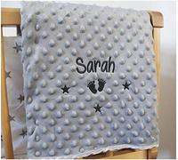 Alwaystrusted Personalised Grey Bubble Blanket Name Round Font Design