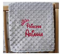 Alwaystrusted Personalised Grey Bubble Blanket Pink Disney Princess Design