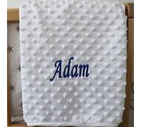 Alwaystrusted Personalised White Bubble Blanket Blue Name Design